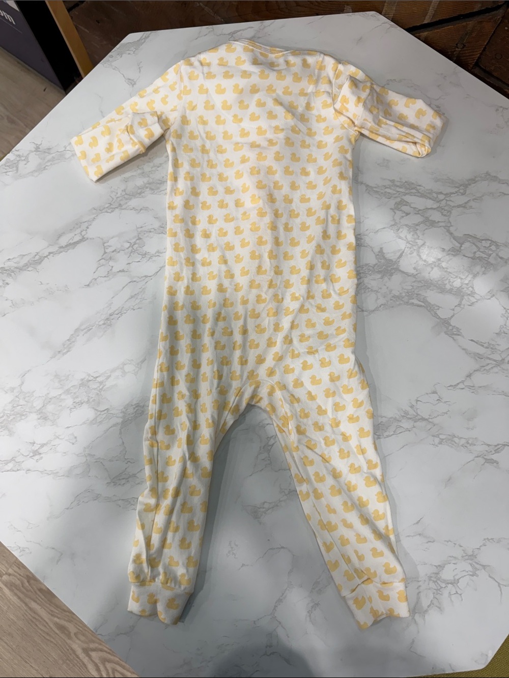 Yellow Duck Pattern Baby One-Piece Sleeper - Picture 3 of 4